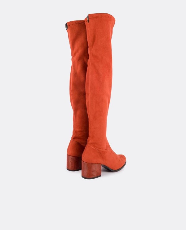 Cuplé BOTA MOSQUETERA TEJA DE ULTRASUEDE ELÁSTICO CON TACÓN MEDIO Descuento