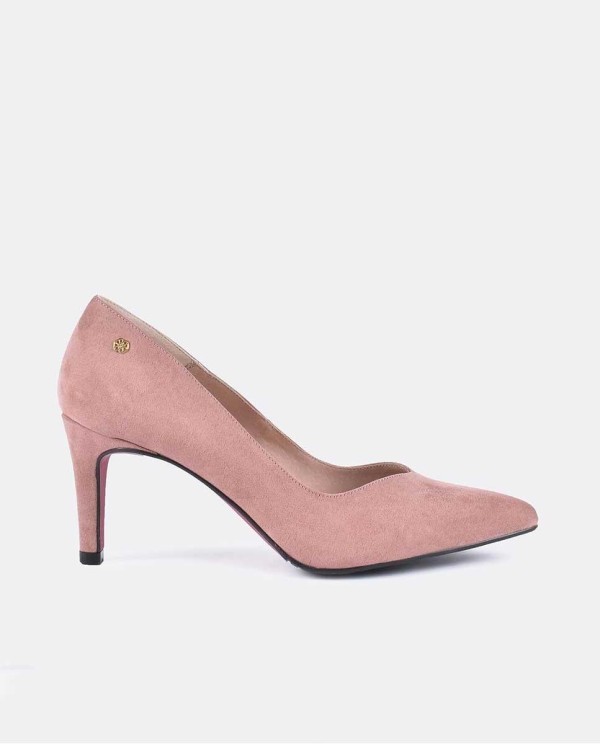 Cuplé SALÓN ROSA PALO DE ULTRASUEDE CON PUNTA FINA Y TACÓN MEDIO
