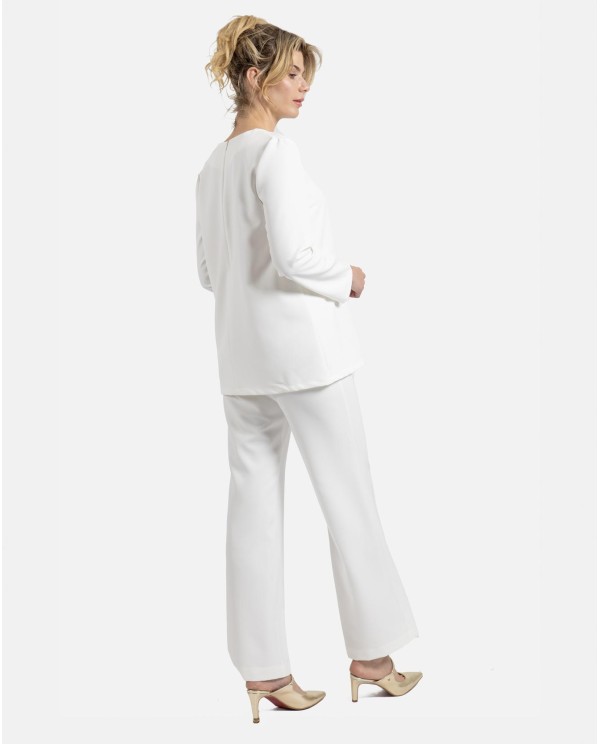Cuplé PANTALÓN RECTO CREP BLANCO Envío internacional gratuito