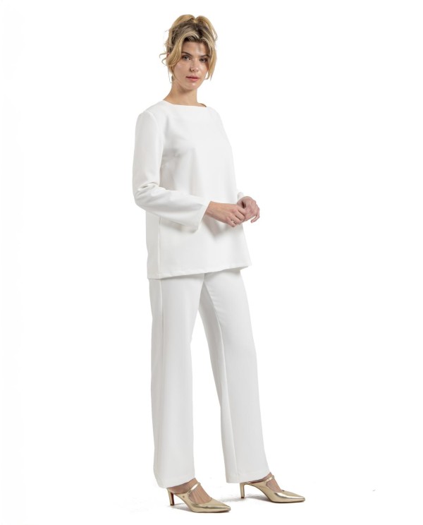 Cuplé PANTALÓN RECTO CREP BLANCO Envío internacional gratuito