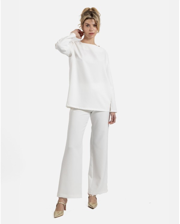 Cuplé PANTALÓN RECTO CREP BLANCO Envío internacional gratuito