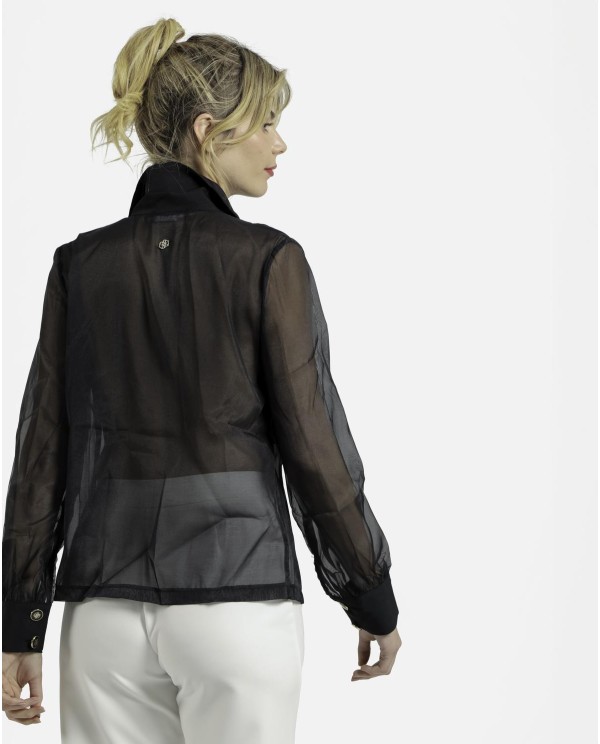 Cuplé CAMISA TRANSPARENCIAS ORGANZA NEGRO Tienda de fábrica