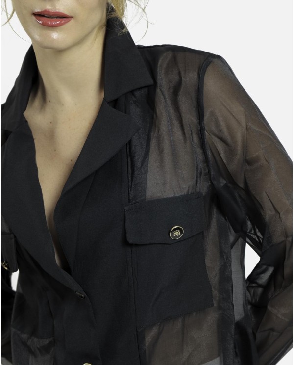 Cuplé CAMISA TRANSPARENCIAS ORGANZA NEGRO Tienda de fábrica