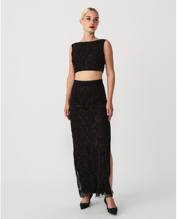 Cuplé CONJUNTO TOP FALDA GASA NEGRO Ofertas de temporada