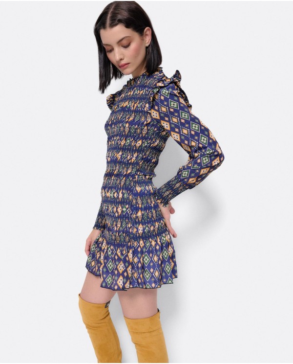 Cuplé VESTIDO ELASTICO GASA GEOMETRICO AZUL Ofertas especiales