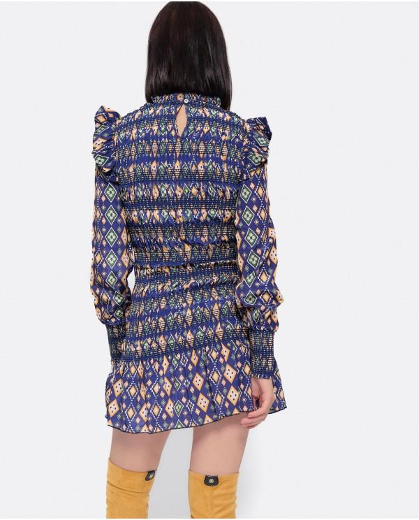 Cuplé VESTIDO ELASTICO GASA GEOMETRICO AZUL Ofertas especiales