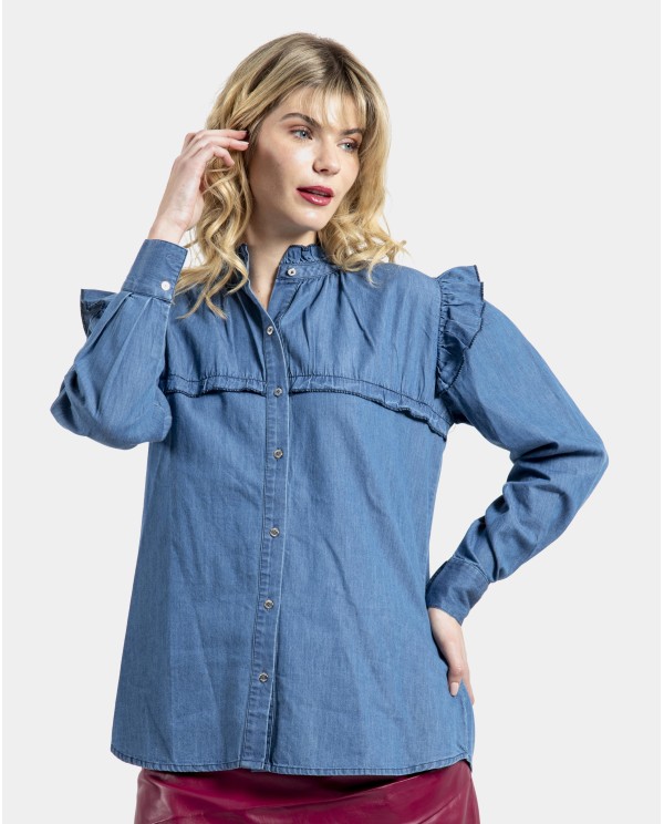 Cuplé CAMISA VOLANTES DENIM AZUL