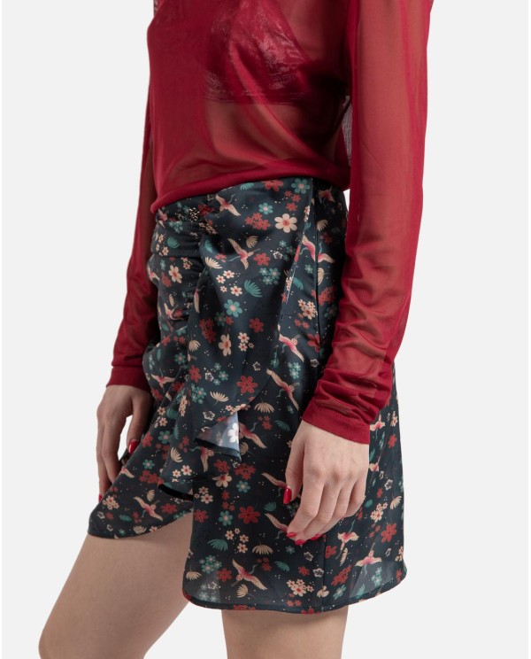 Cuplé MINI FALDA VOLANTE SATEN ESTAMPADO ASIÁTICO Rebajas baratas