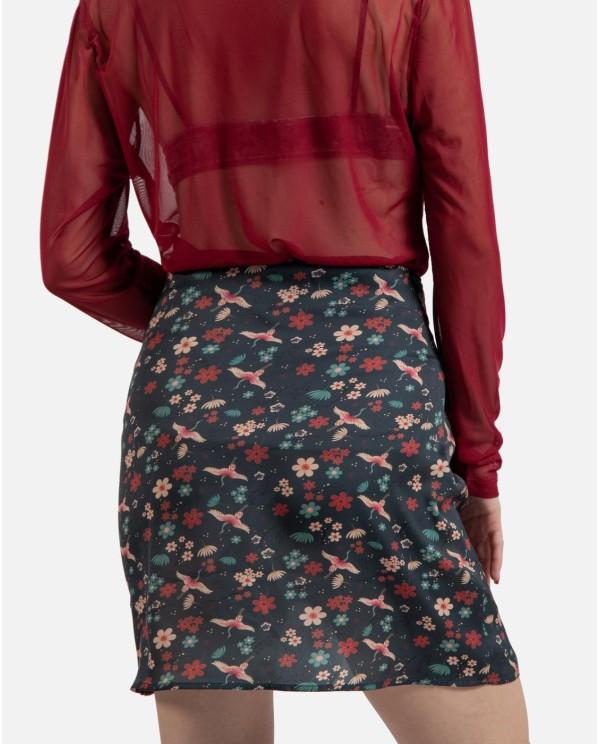 Cuplé MINI FALDA VOLANTE SATEN ESTAMPADO ASIÁTICO Rebajas baratas