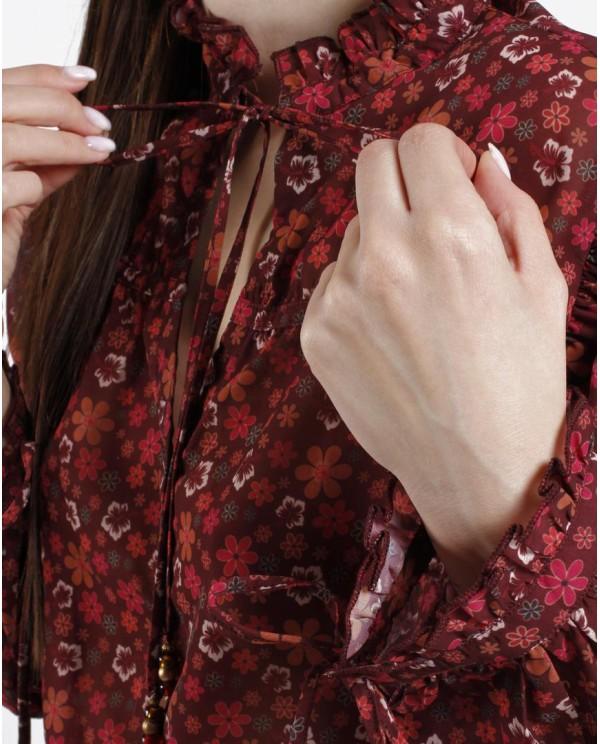 Cuplé BLUSA VOLANTES GASA ESTAMPADO FLORES LIBERTY Descuento