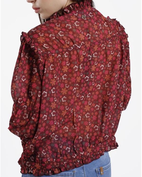 Cuplé BLUSA VOLANTES GASA ESTAMPADO FLORES LIBERTY Descuento