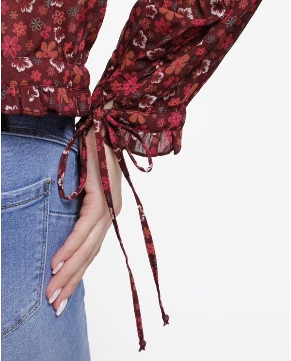 Cuplé BLUSA VOLANTES GASA ESTAMPADO FLORES LIBERTY Descuento