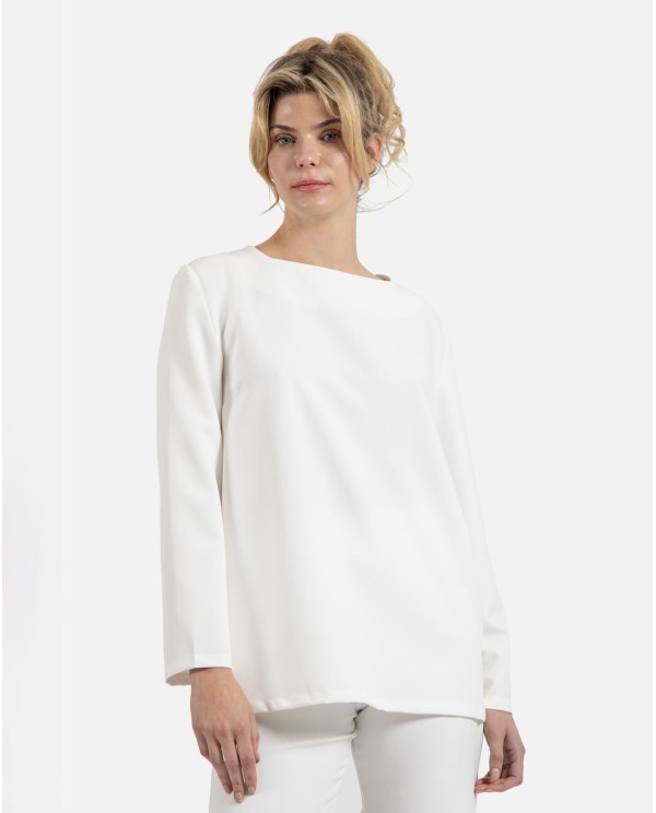Cuplé BLUSA LARGA CREP BLANCO Mejor oferta