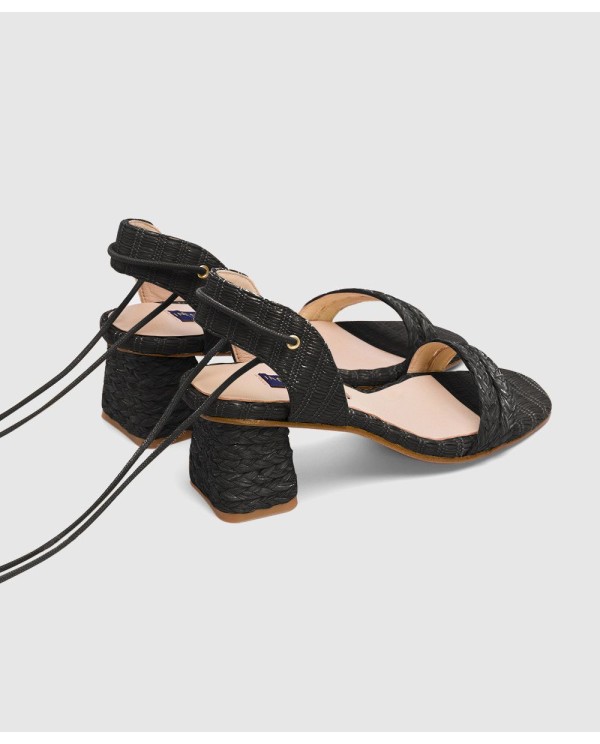 Cuplé SANDALIA ZAHARA RAFIA NEGRO Oferta especial de fábrica