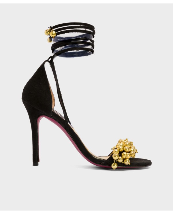 Cuplé SANDALIA RONDA TACON ULTRASUEDE NEGRO