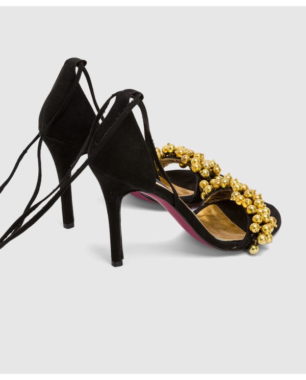 Cuplé SANDALIA RONDA TACON ULTRASUEDE NEGRO Superdescuento