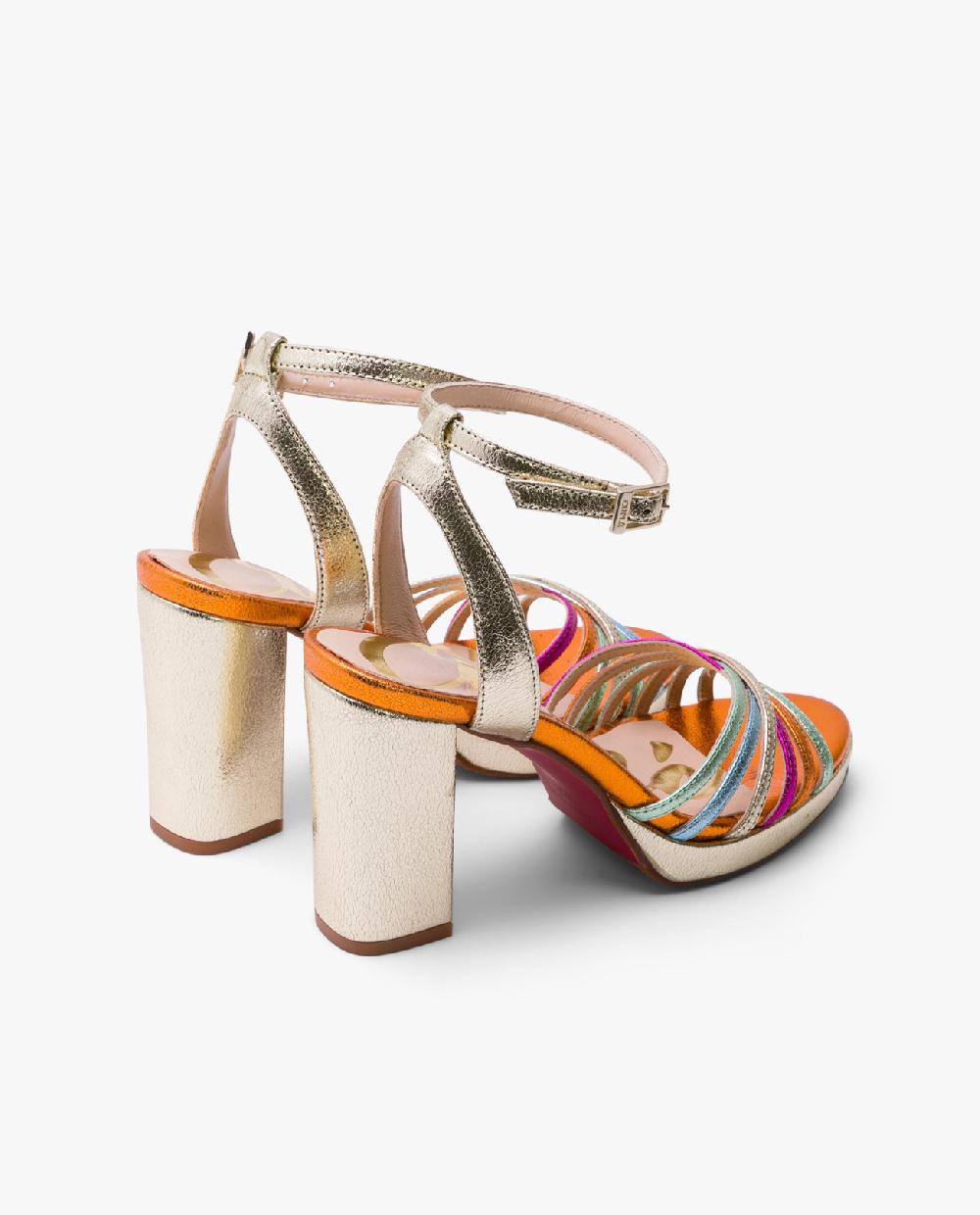 Cuplé SANDALIA PLATAFORMA TIRAS LAME METALIZADO MULTICOL Oferta exclusiva