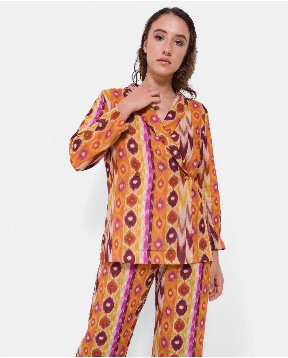 Cuplé CHAQUETA CRUZADA TEJIDO ESTAMPADO ÉTNICO Rebajas de fin de temporada