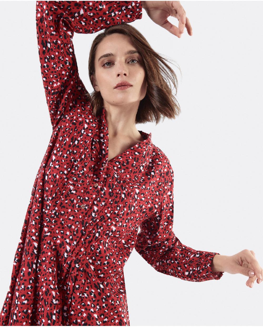 Cuplé VESTIDO TEXTIL LEOPARDO ROJO En línea