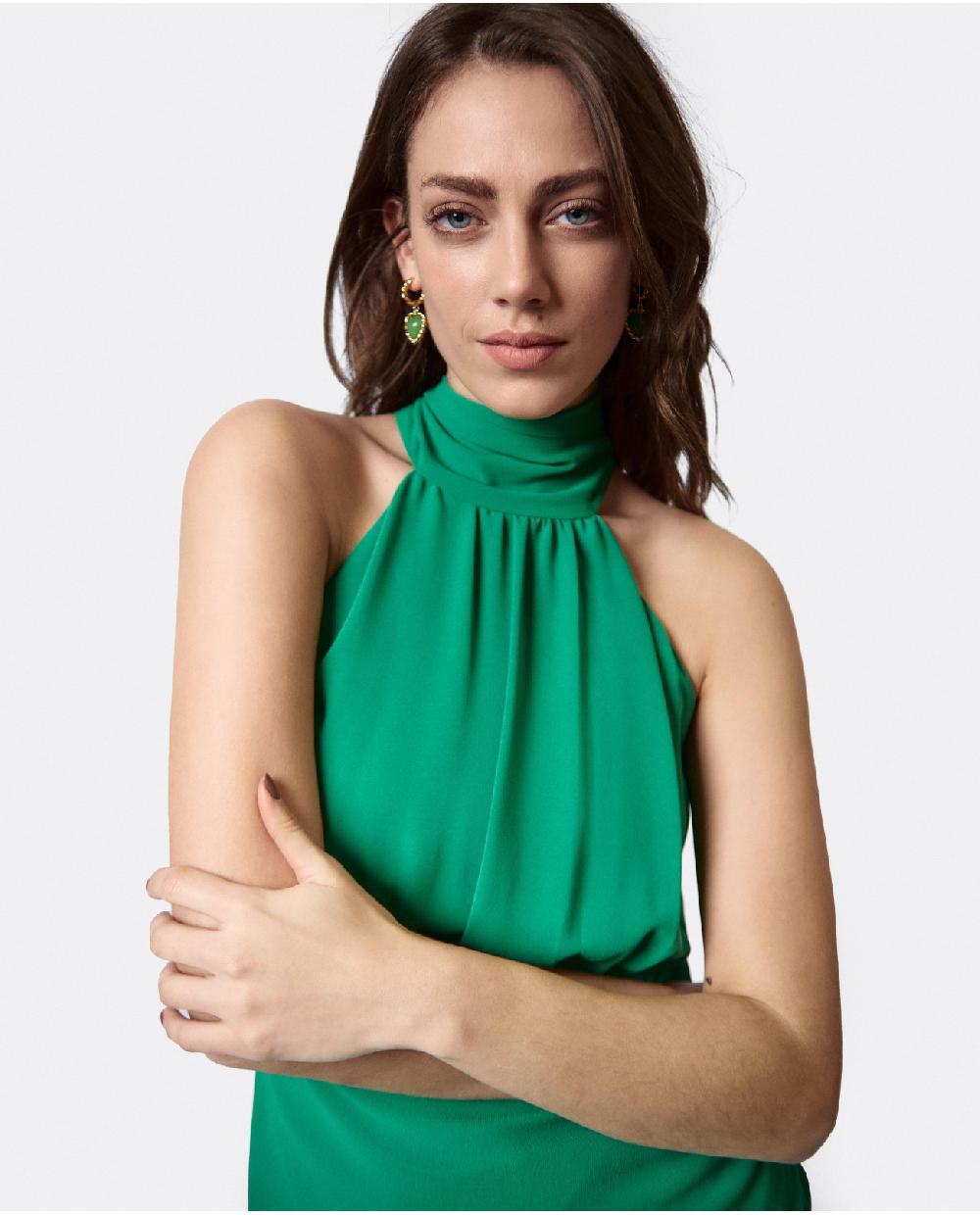 Cuplé VESTIDO ESCOTE HALTER GASA VERDE Outlet