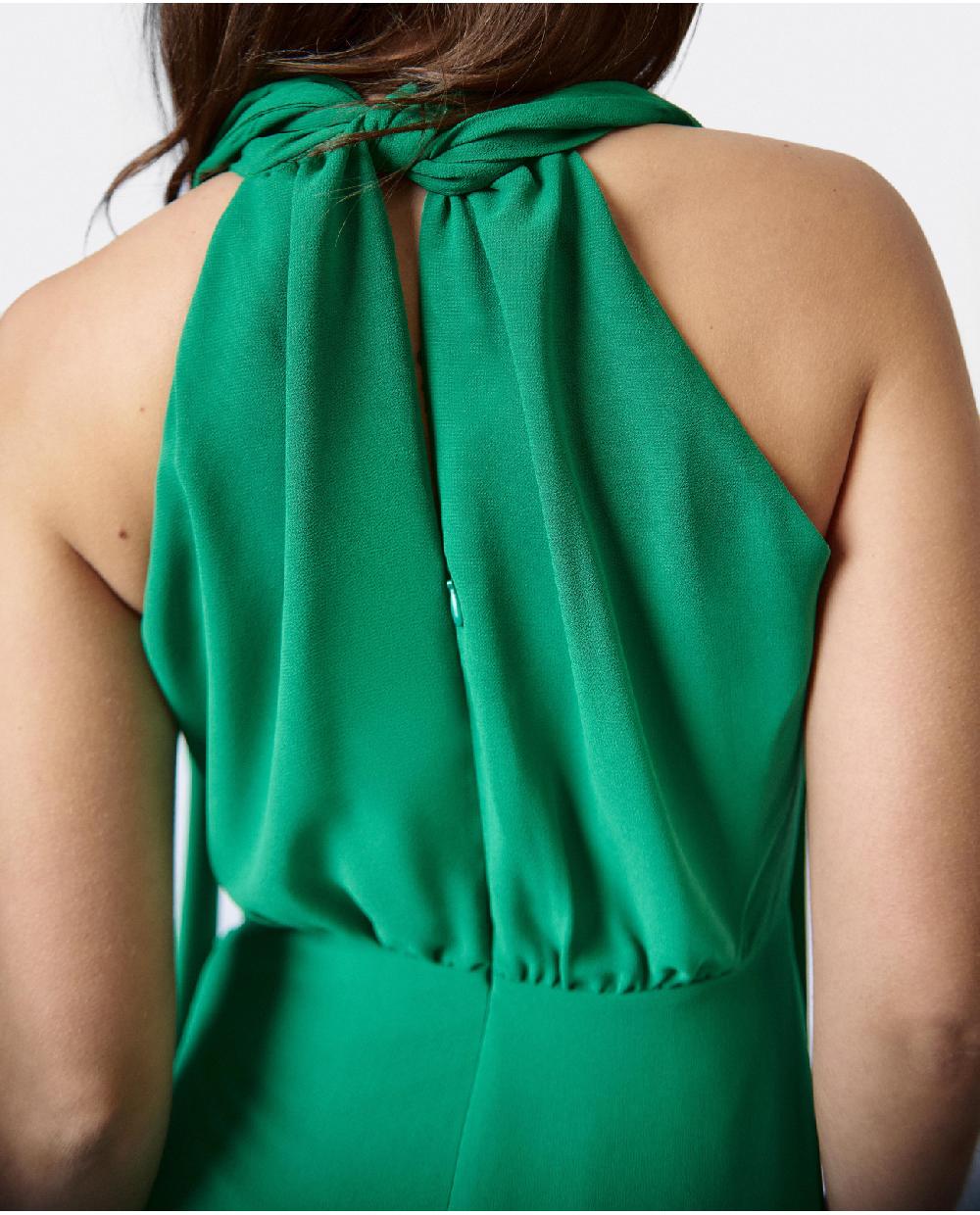 Cuplé VESTIDO ESCOTE HALTER GASA VERDE Outlet