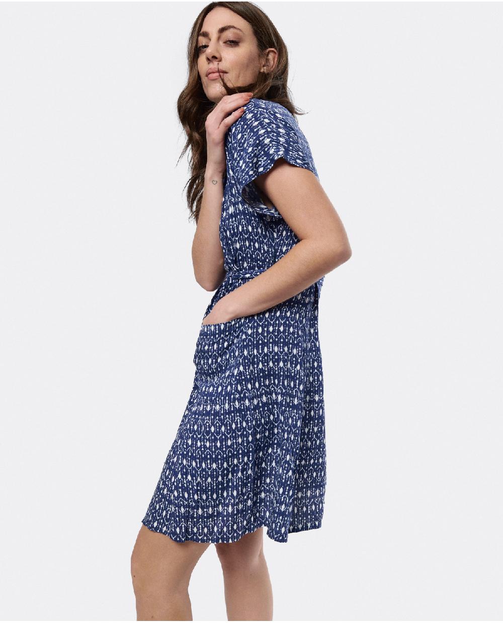 Cuplé VESTIDO MINI ANUDADO VISCOSA GEOMETRICO AZUL Outlet online
