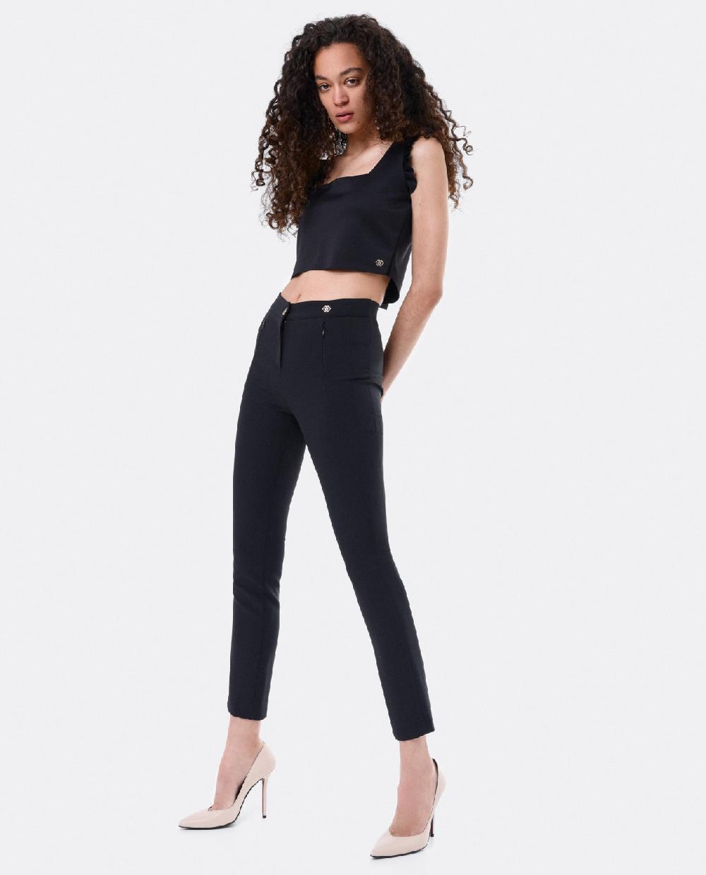 Cuplé CROP TOP VOLANTE NEOPRENO NEGRO Rebajas