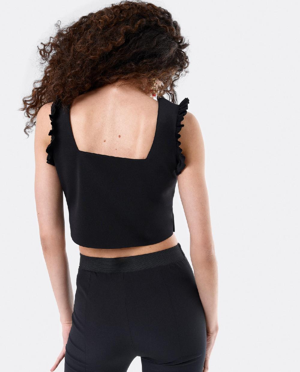 Cuplé CROP TOP VOLANTE NEOPRENO NEGRO Rebajas