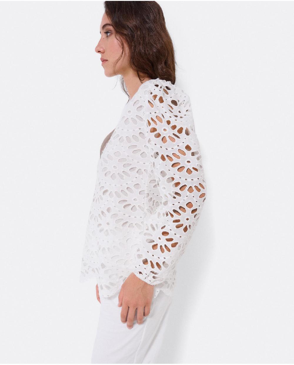 Cuplé BLUSA ESCOTE PICO GUIPUR BLANCO En oferta