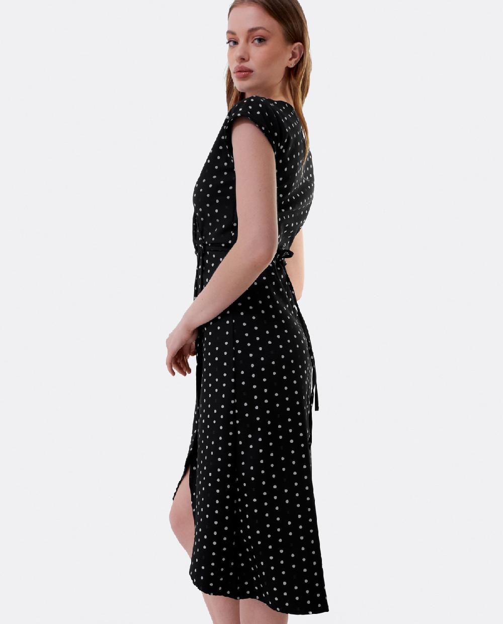 Cuplé VESTIDO MIDI CRUZADO CREP LUNARES BLANCO NEGRO Los más vendidos