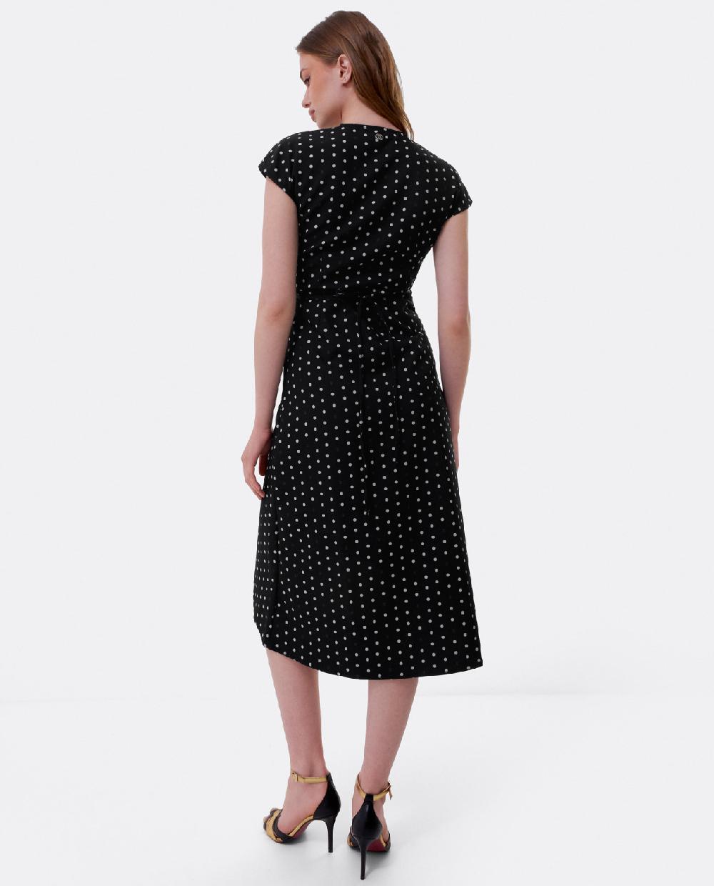 Cuplé VESTIDO MIDI CRUZADO CREP LUNARES BLANCO NEGRO Los más vendidos