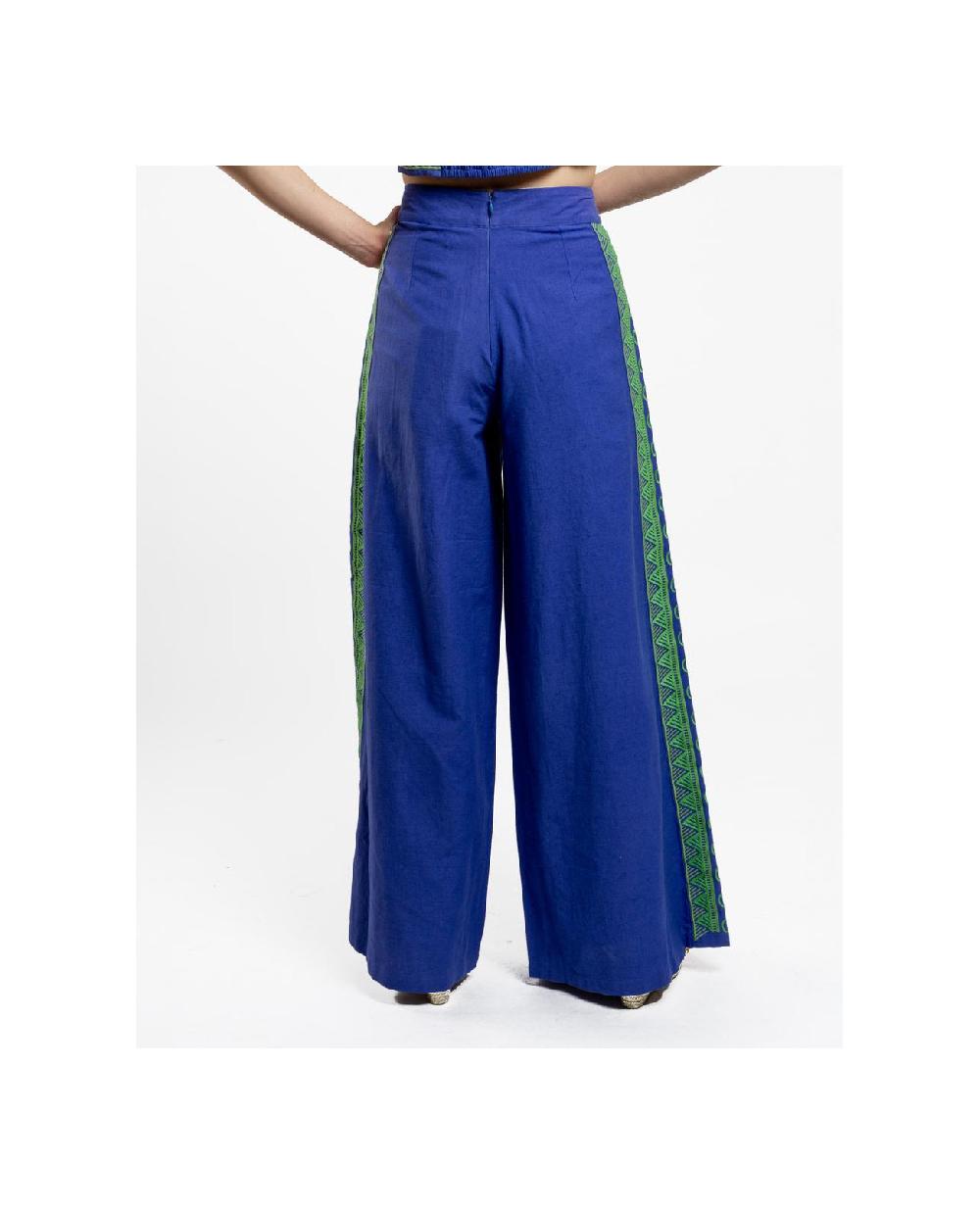 Cuplé PANTALON PALAZZO ALGODON AZUL Ventas relámpago