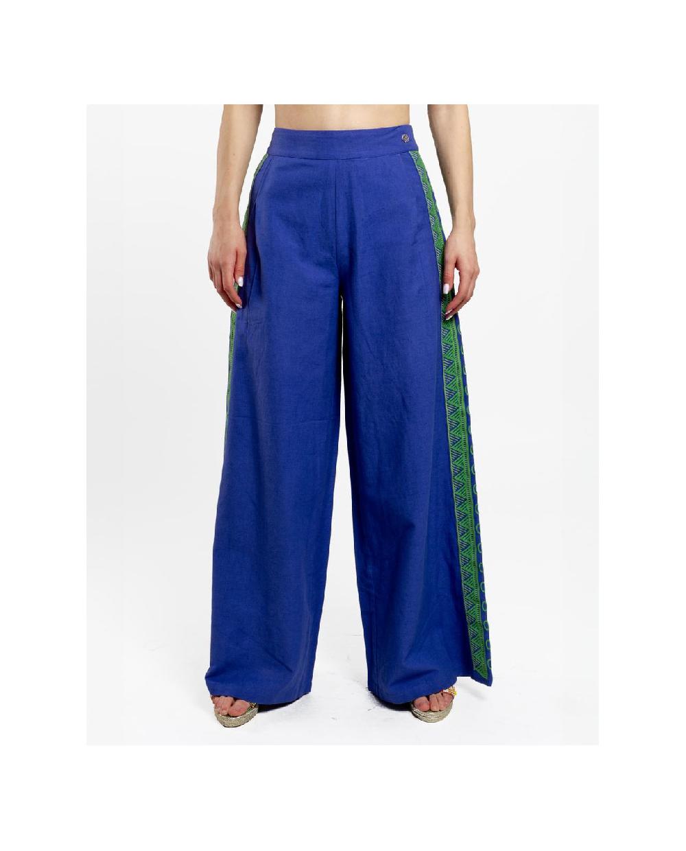 Cuplé PANTALON PALAZZO ALGODON AZUL Ventas relámpago