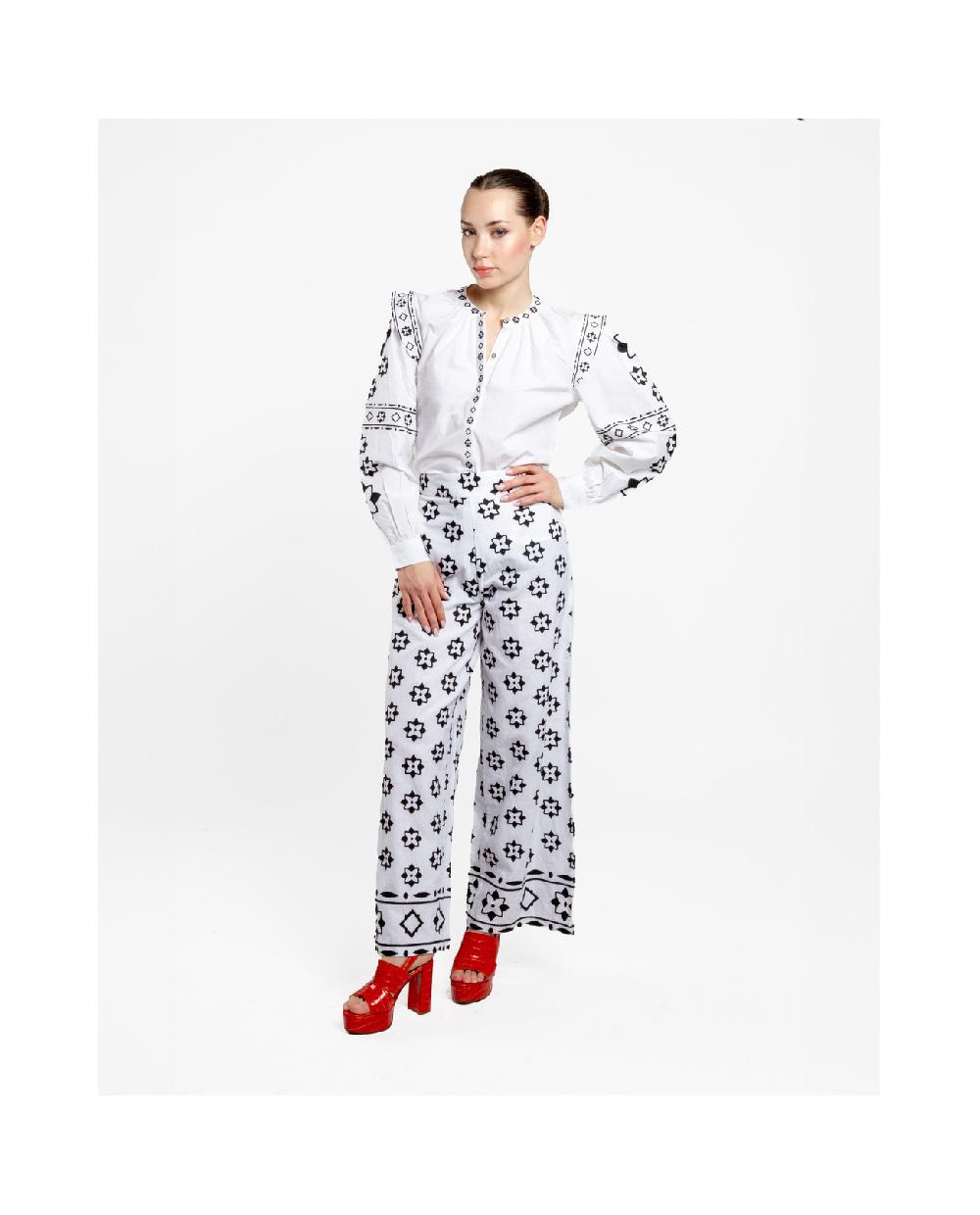 Cuplé PANTALON BORDADO CENEFA ALGODON BLANCO