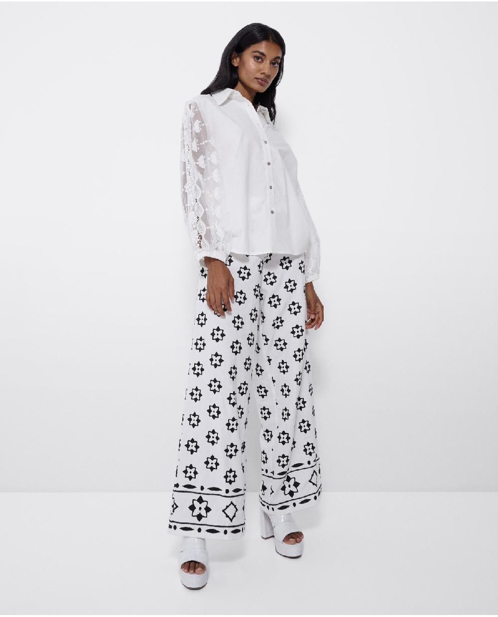 Cuplé PANTALON BORDADO CENEFA ALGODON BLANCO Descuento