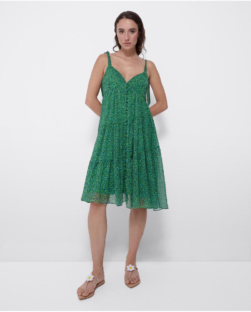 Cuplé MINI VESTIDO VUELO GASA LEOPARDO VERDE