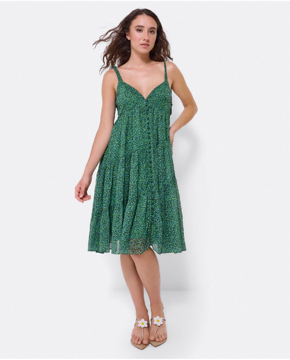 Cuplé MINI VESTIDO VUELO GASA LEOPARDO VERDE Liquidación