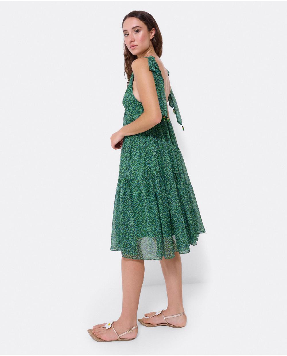 Cuplé MINI VESTIDO VUELO GASA LEOPARDO VERDE Liquidación