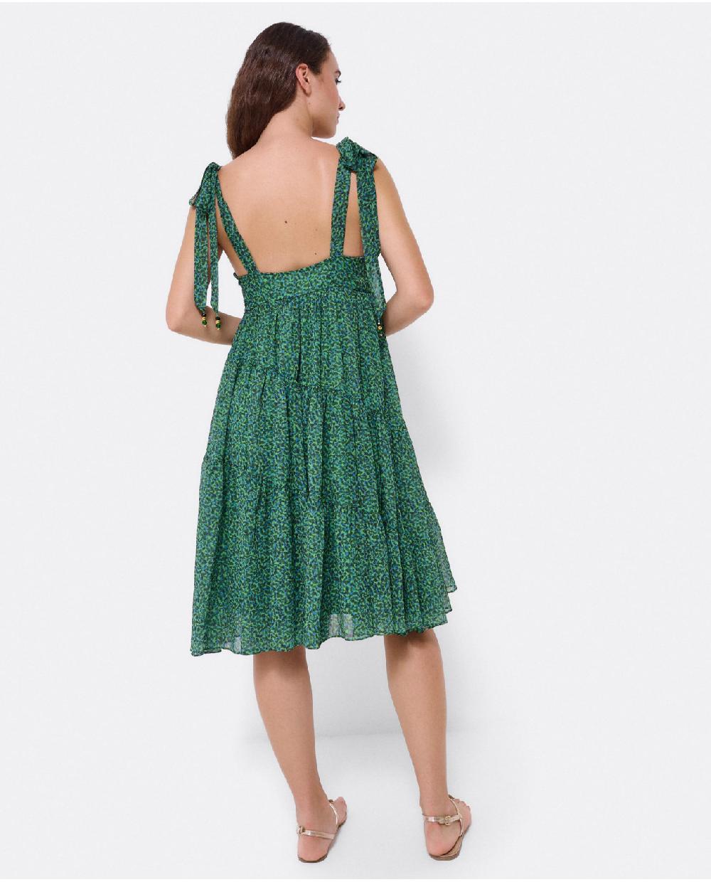 Cuplé MINI VESTIDO VUELO GASA LEOPARDO VERDE Liquidación