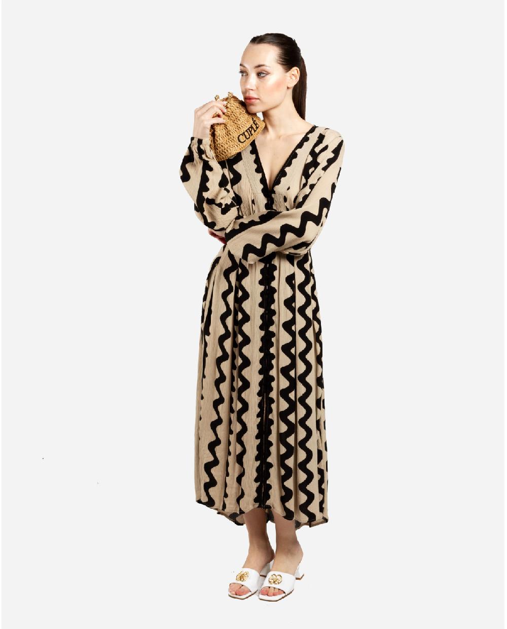 Cuplé VESTIDO MIDI BOTONES CREP BEIG