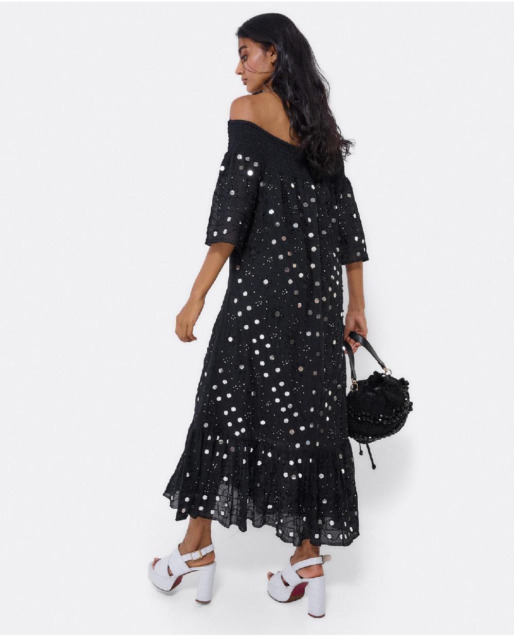 Cuplé VESTIDO MIDI ESPEJOS ALGODON NEGRO Rebajas online