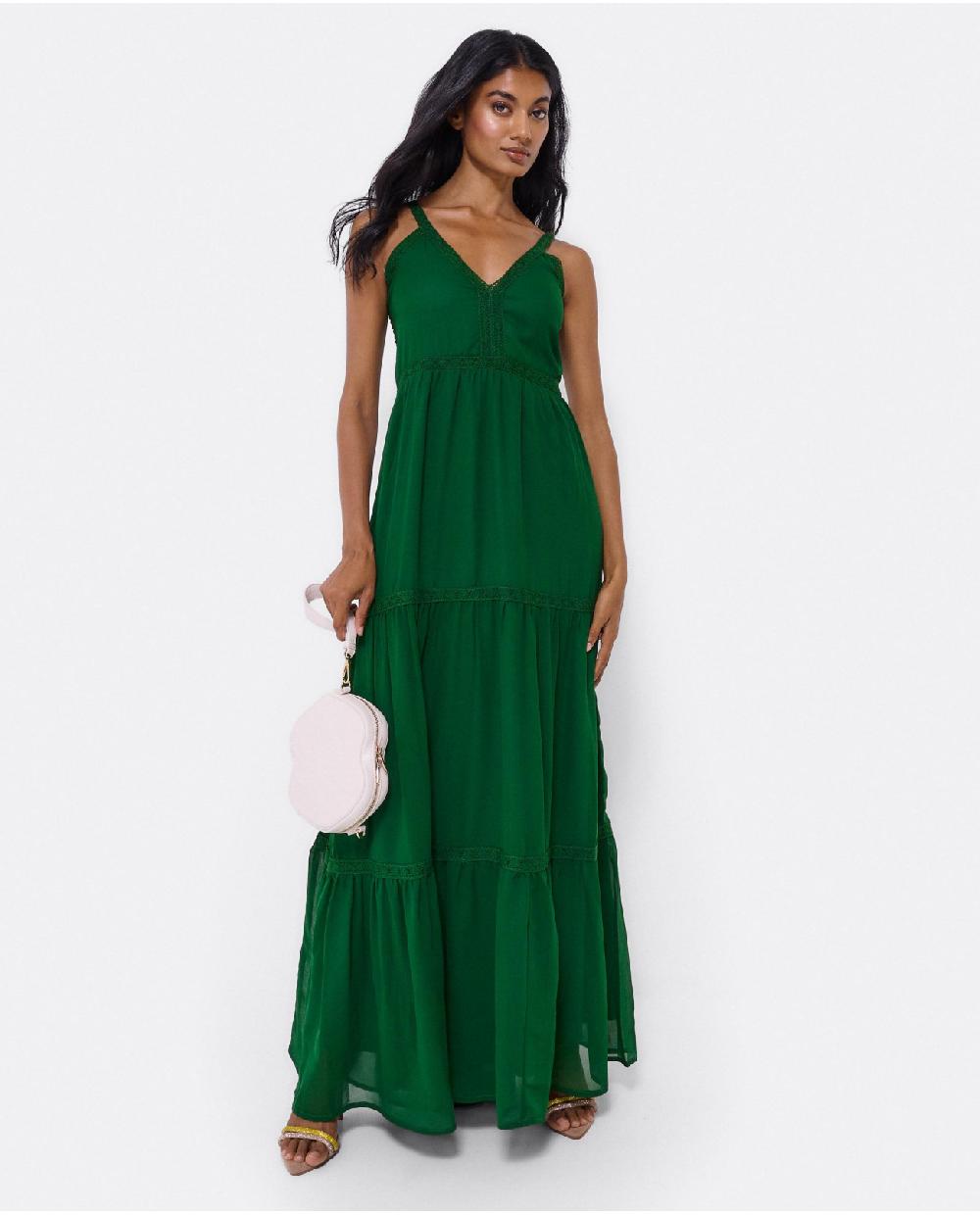 Cuplé MAXI VESTIDO TIRANTES ENCAJE ALGODON VERDE Rebajas top