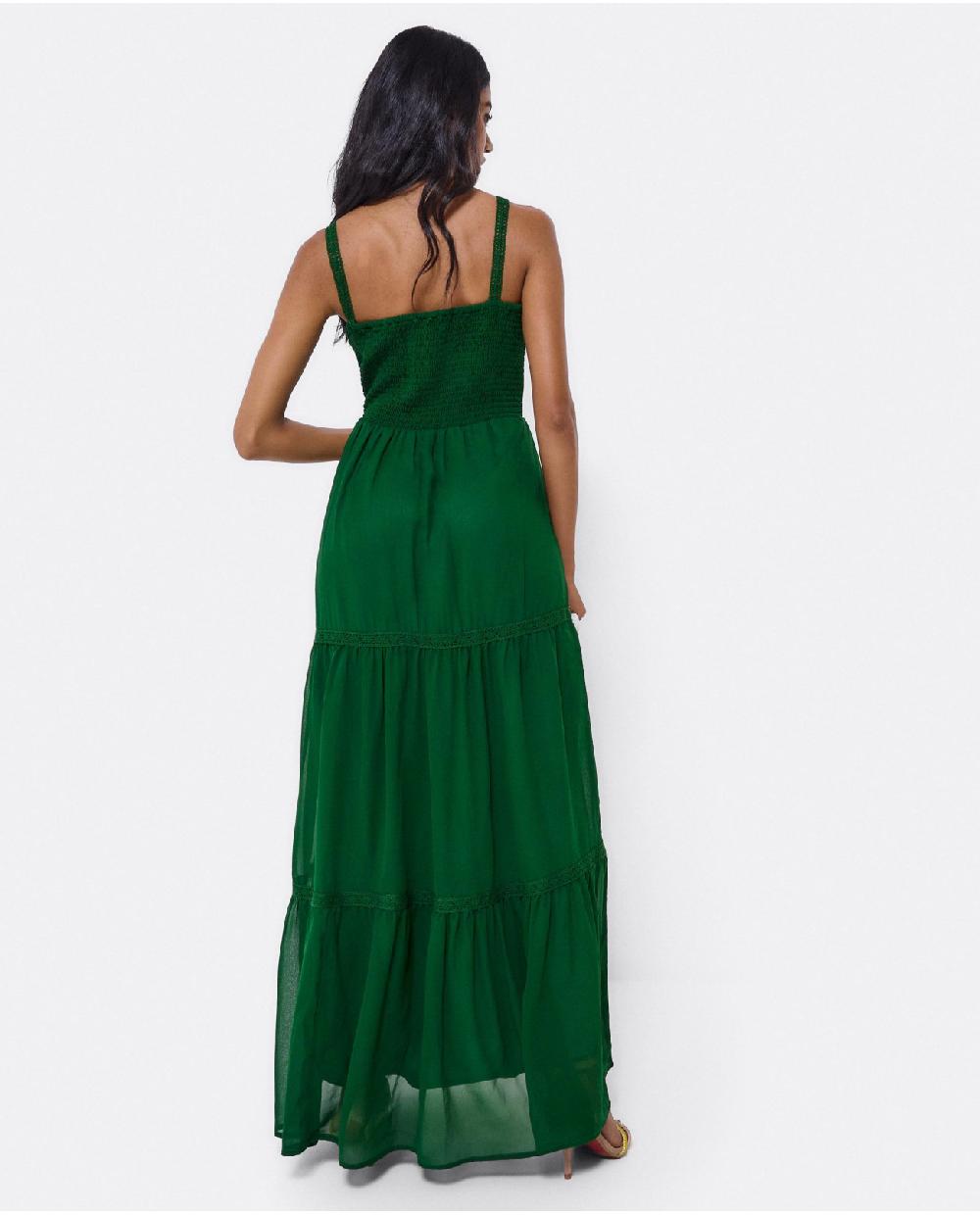 Cuplé MAXI VESTIDO TIRANTES ENCAJE ALGODON VERDE Rebajas top