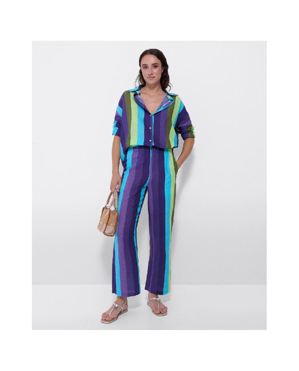 Cuplé CAMISA OVERSIZE ALGODON RAYAS AZUL Envío gratis