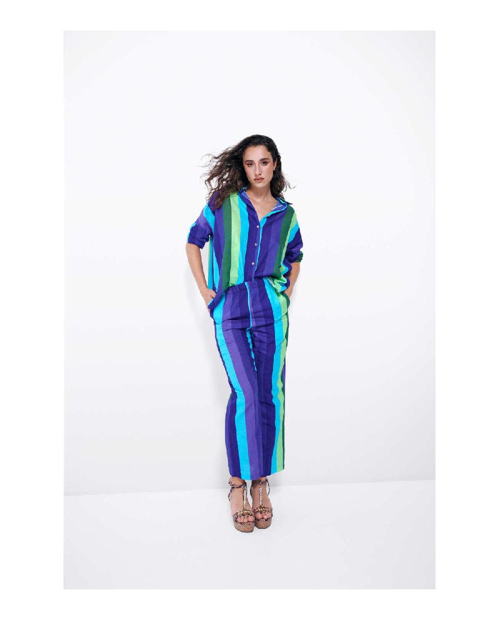 Cuplé CAMISA OVERSIZE ALGODON RAYAS AZUL Envío gratis