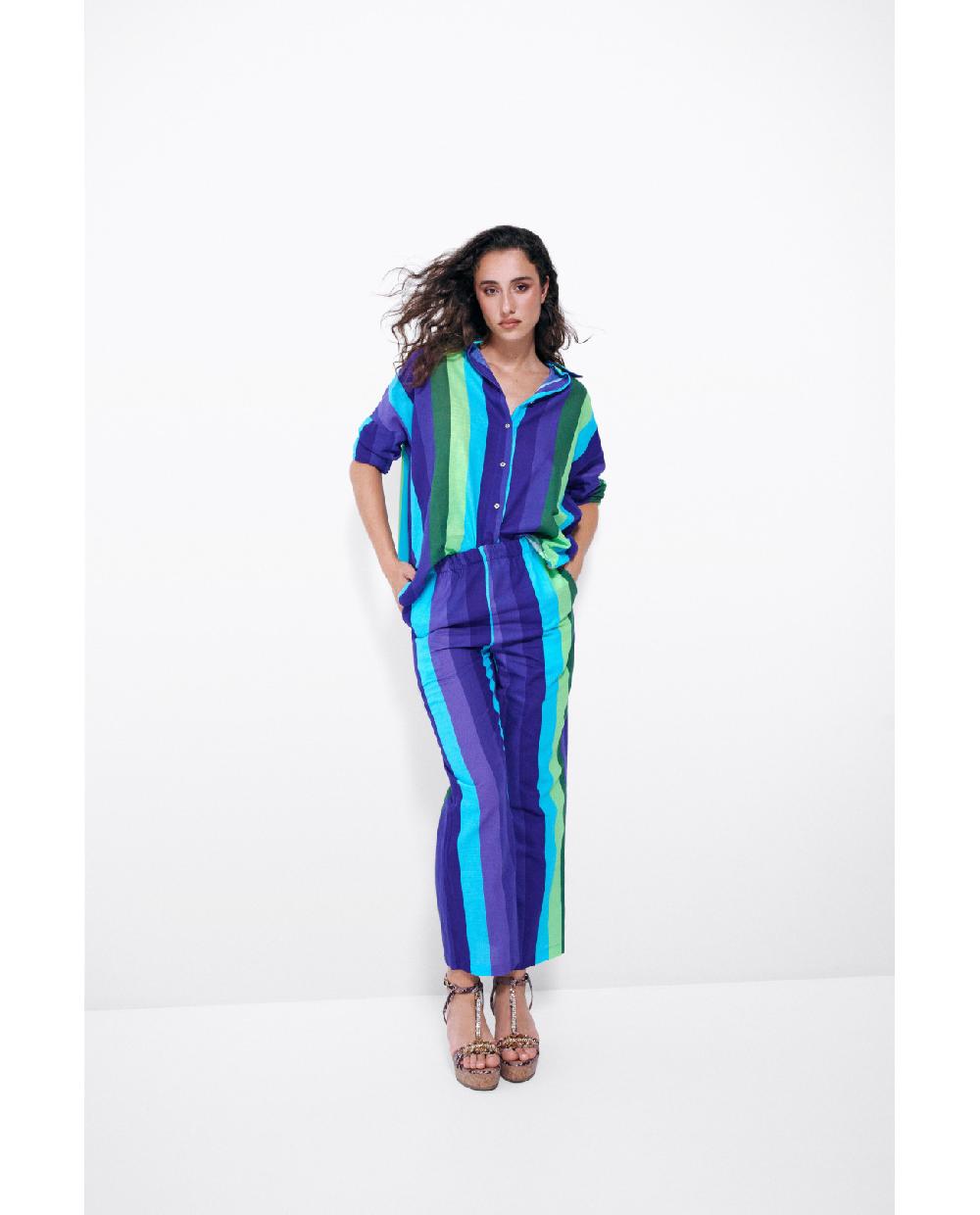 Cuplé PANTALON RECTO ALGODON RAYAS AZUL Oferta especial