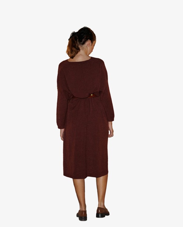 Cuplé VESTIDO MAXI DE PUNTO EN BURDEOS CON ESCOTE EN V Último día