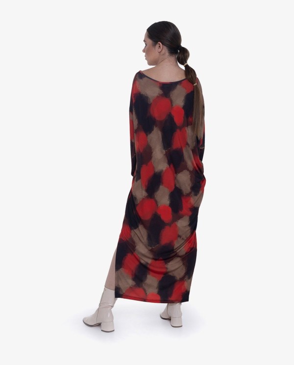 Cuplé VESTIDO ASIMÉTRICO PUNTO ACUARELA ROJO Solo hoy