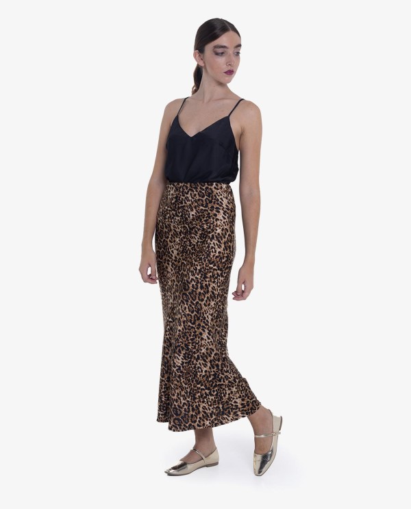 Cuplé FALDA MIDI CON ESTAMPADO DE LEOPARDO Grandes descuentos