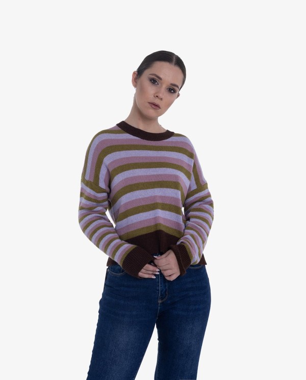 Cuplé JERSEY DE PUNTO MULTICOLOR CON RAYAS Y CORTE RELAJADO